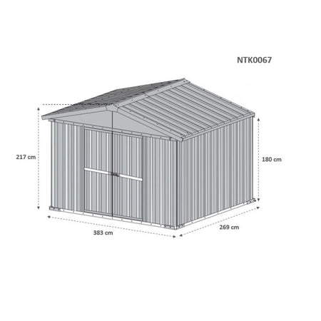 Box deposito garage giardino in lamiera zincata 403x269cm x h 215cm - 149kg - 10,84mq VERDE