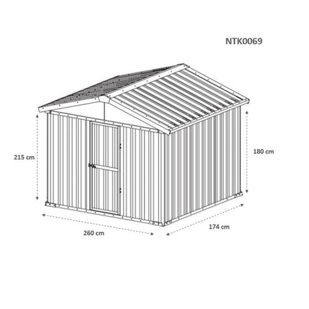 Deposito attrezzi giardino in lamiera di acciaio zincata 275x175cm x h 212cm - 87 kg - 4,81mq VERDE
