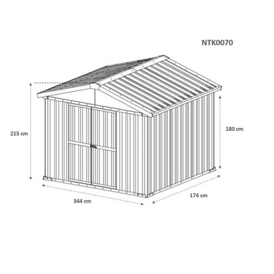 Deposito attrezzi da giardino cantiere box 360x175cm x h 212cm - 110 kg - 6,30 mq