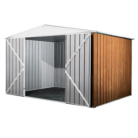 Capanno rimessa attrezzi per esterno casetta giardino box in lamiera 360x175cm x h 212cm - 110 kg - 6,30 mq LEGNO
