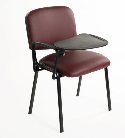 Set di 6 sedie impilabili in Ecopelle Bordeaux con Ribaltina scrittoio tavoletta per studio sala conferenza convegni