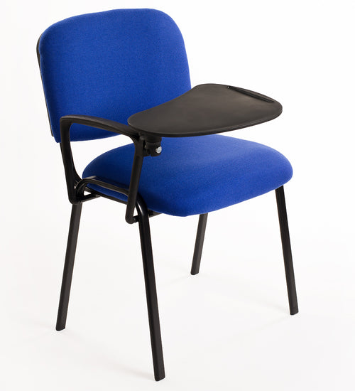 Set di 6 sedie Impilabili in Tessuto Blu con Ribaltina scrittoio tavoletta per studio sala conferenza convegni