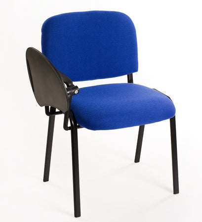 Set di 6 sedie Impilabili in Tessuto Blu con Ribaltina scrittoio tavoletta per studio sala conferenza convegni