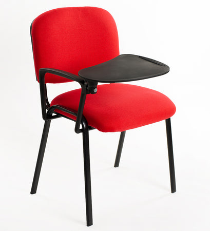 Set di 6 sedie Impilabili in Tessuto Rosso con Ribaltina scrittoio tavoletta per studio sala conferenza convegni