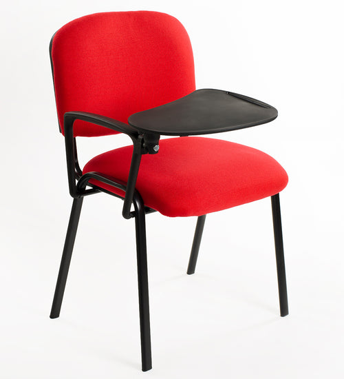Set di 6 sedie Impilabili in Tessuto Rosso con Ribaltina scrittoio tavoletta per studio sala conferenza convegni