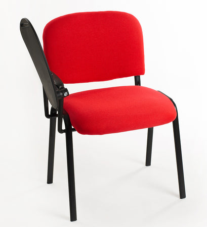Set di 6 sedie Impilabili in Tessuto Rosso con Ribaltina scrittoio tavoletta per studio sala conferenza convegni