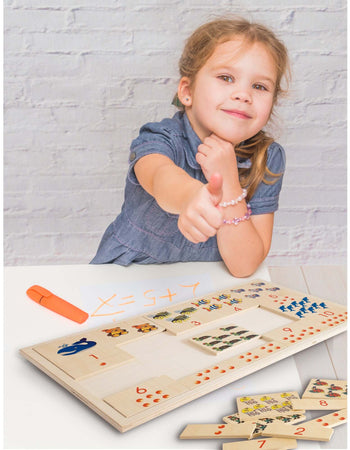 Numeri Disegni E Quantità - Gioco Da Tavolo in Legno per Bambini Dida