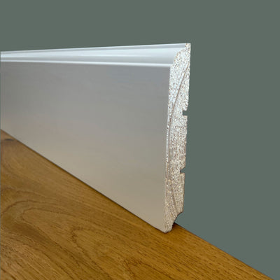 Battiscopa PREMIUM in legno MASSELLO mod.FIRENZE 120x15 laccato bianco liscio (prezzo al metro) Eternal Parquet