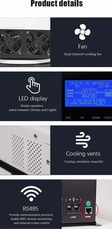Nuovo Regolatore di carica solare 150V MPPT 30A/60A/80A/120A Inverter 12V-24V-36V-48V APP. WIFI Commercio Industria e Scienza/Energia solare e eolica/Pannelli solari/Pannelli solari monocristallini Zencoccostore - Formia, Commerciovirtuoso.it