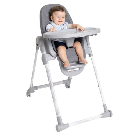 CHICCO Polly Armonia Seggiolone Evolutivo Pappa per Bambini da 0 Mesi a 40 kg, Seggiolone Reclinabile a Sdraietta con Altezza e Poggiapiedi Regolabili, 4 Ruote, Chiusura Compatta, grigio scuro, colore CARRARA