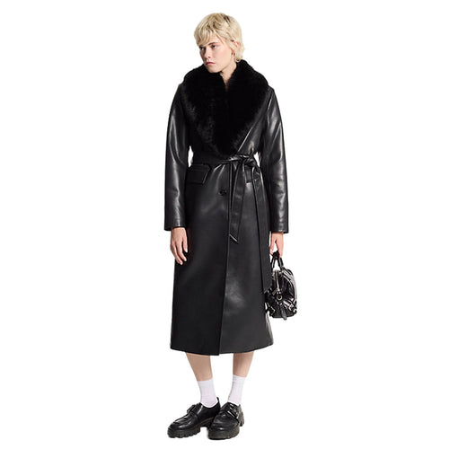MICHAEL KORS cappotti donna michael kors - faux leather robe coat - nero da donna