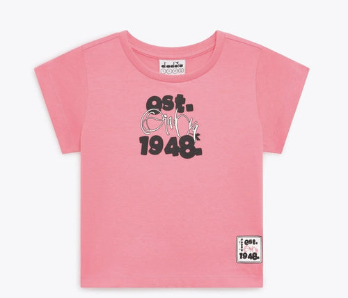 T-shirt Diadora Bambina Rosa con Logo - Collezione PE2026
