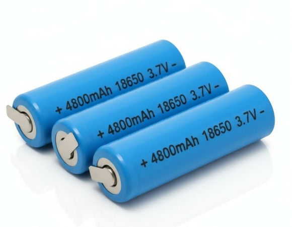 KIT 6 BATTERIE 18650 Li-ion 3.7V - SUPER CAPACITÀ 4800mAh con Lamelle Saldabili per Pacchi 24V Modellismo