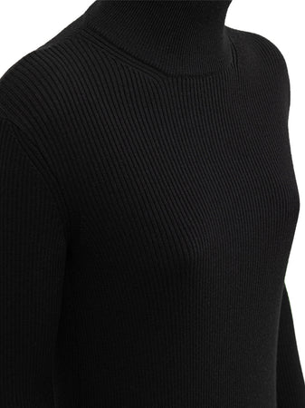 Bottega Veneta Abito Nero Lungo in Maglia a Coste da donna