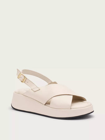 Frau Donna Sandali con plateau in pelle