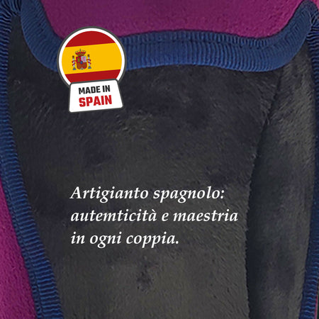 Dorea magiche ballerine donna scarpe in vellutino rasato eleganti friulane per ricevimenti, vera produzione artigianale spagnola