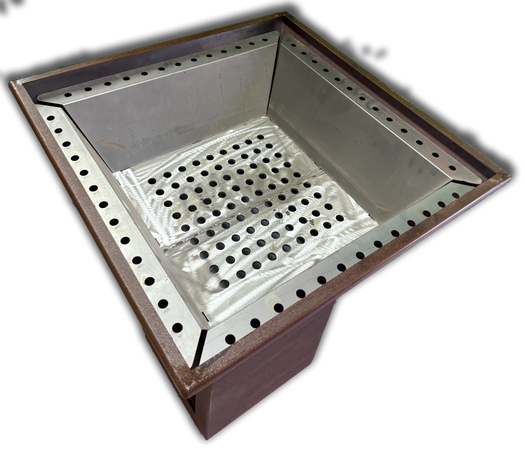 Barbecue a piastra a legna diametro 75x75 struttura tipo corten.