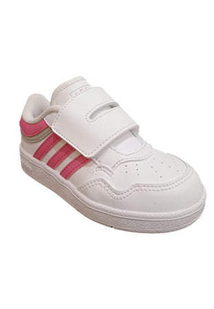 sarpe sneakers Bambine e ragazze adidas hoops  bianco-rosa velcro