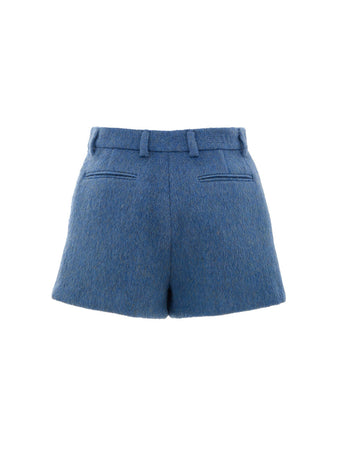 Gucci Pantaloncini Shorts Misto Mohair in Blu Avio da donna