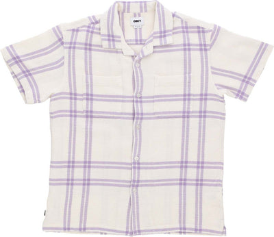OBEY-Camicia-Manica-Corta-Uomo-Bennie-Woven-Unbleached-Multi-da-uomo