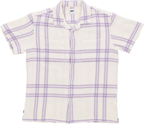 OBEY-Camicia-Manica-Corta-Uomo-Bennie-Woven-Unbleached-Multi-da-uomo