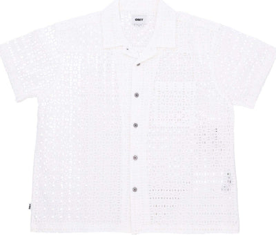 OBEY-Camicia-Manica-Corta-Uomo-Vida-Woven-White-da-uomo