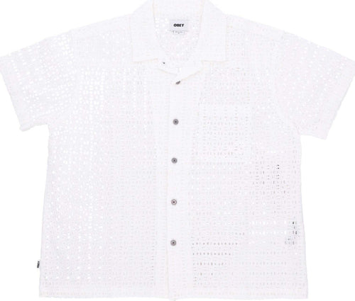 OBEY-Camicia-Manica-Corta-Uomo-Vida-Woven-White-da-uomo