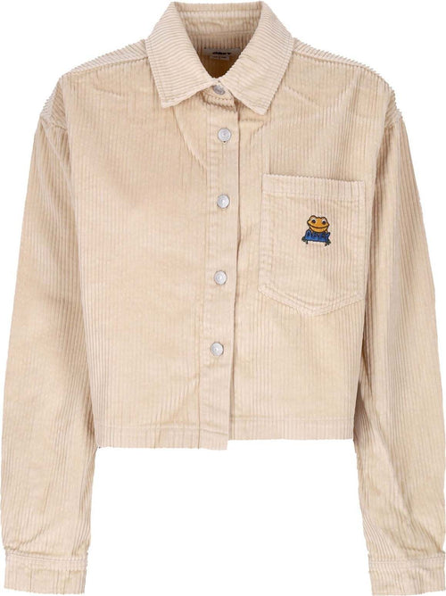 OBEY-Camicia-Manica-Lunga-Cappuccio-Donna-Liam-Cropped-Shirt-L/s-Irish-Cream-da-donna