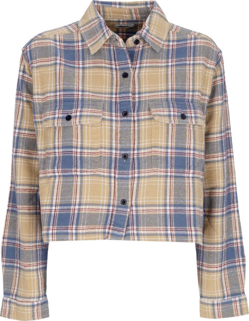 OBEY-Camicia-Manica-Lunga-Donna-Pia-Flannel-Shirt-L/s-Vintage-Blue-Multi-da-donna