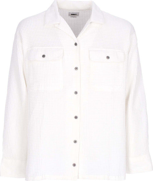 OBEY-Camicia-Manica-Lunga-Donna-W-Camille-Waffle-L/s-Shirt-Muted-White-da-donna