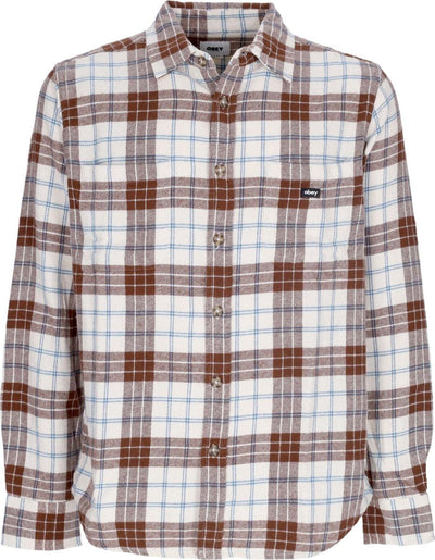OBEY-Camicia-Manica-Lunga-Uomo-Arnold-Woven-L/s-Unbleached-Multi-da-uomo