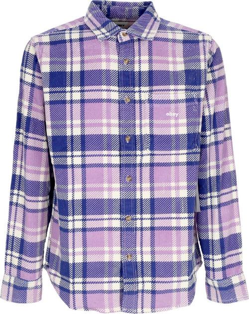 OBEY-Camicia-Manica-Lunga-Uomo-Benny-Cord-Woven-L/s-Purple-Rose-Multi-da-uomo