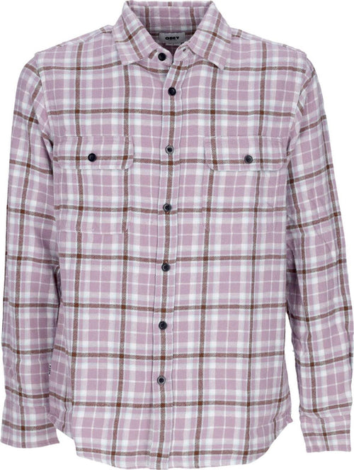 OBEY-Camicia-Manica-Lunga-Uomo-Cole-Woven-L/s-Lilac-Chalk-Multi-da-uomo