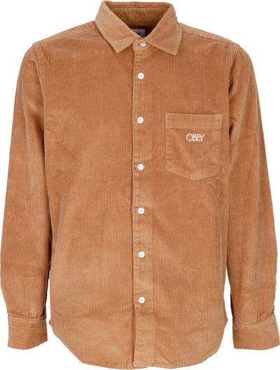 OBEY-Camicia-Manica-Lunga-Uomo-Julian-Woven-L/s-Brown-Sugar-da-uomo