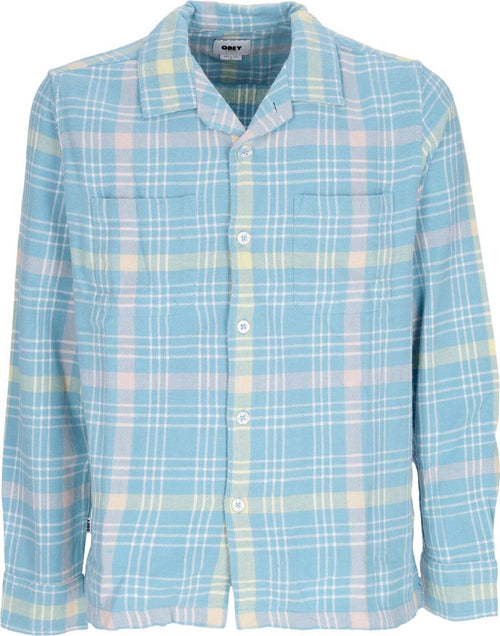 OBEY-Camicia-Manica-Lunga-Uomo-Wilson-Woven-L/s-Artic-Blue-Multi-da-uomo