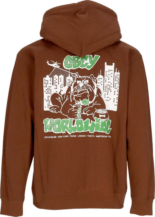 OBEY-Felpa-Cappuccio-Zip-Uomo-City-Watch-Dog-Premium-Zip-Hooded-Fleece-Sepia-da-uomo