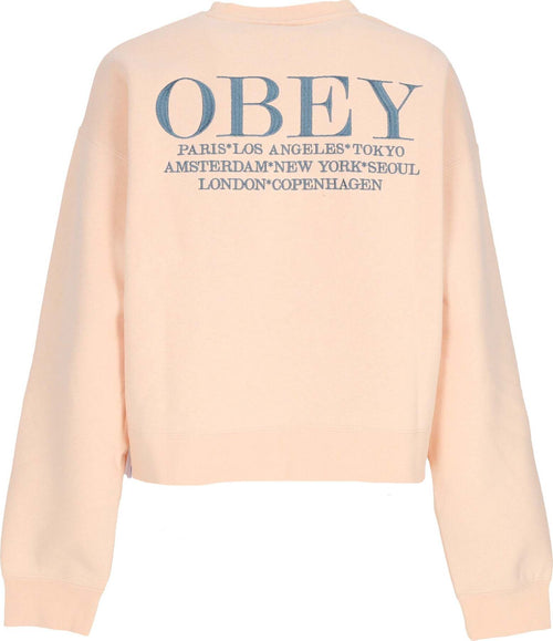 OBEY-Felpa-Girocollo-Donna-W-Cities-Crew-Peach-Parfait-da-donna