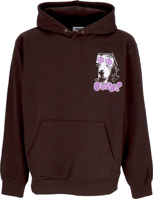 OBEY-Felpa-Leggera-Cappuccio-Uomo-Peace-Eyes-Box-Fit-Premium-Hoodie-Java-Brown-da-uomo