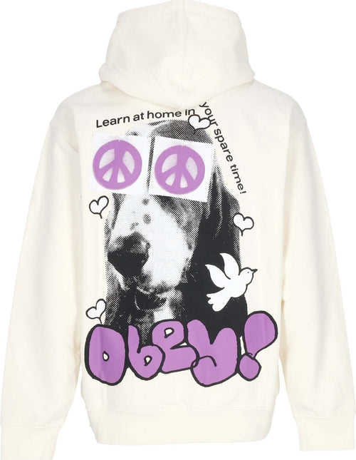 OBEY-Felpa-Leggera-Cappuccio-Uomo-Peace-Eyes-Box-Fit-Premium-Hoodie-Unbleached-da-uomo