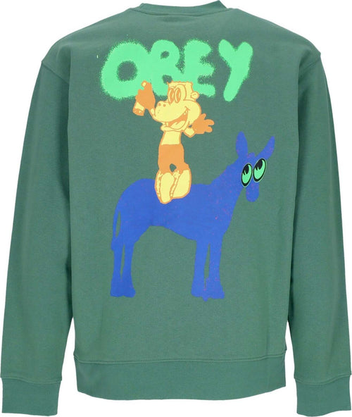 OBEY-Felpa-Leggera-Girocollo-Uomo-Donkey-Premium-French-Terry-Crew-Palm-Leaf-da-uomo