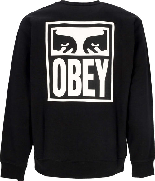 OBEY-Felpa-Leggera-Girocollo-Uomo-Eyes-Icon-2-Crew-Premium-French-Terry-Black-da-uomo
