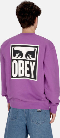 OBEY-Felpa-Leggera-Girocollo-Uomo-Eyes-Icon-2-Crew-Premium-French-Terry-Dewberry-da-uomo
