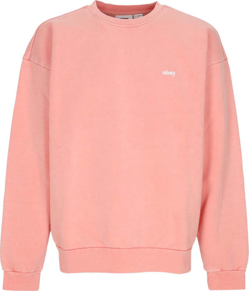 OBEY-Felpa-Leggera-Girocollo-Uomo-Lowercase-Pigment-Crew-Fleece-Pigment-Shell-Pink-da-uomo