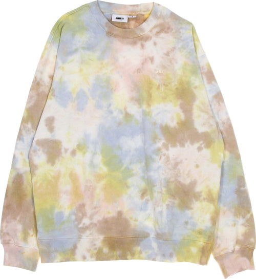 OBEY-Felpa-Leggera-Girocollo-Uomo-Mini-Bold-Recycled-Tie-Dye-Crew-Specialty-Fleece-Toffee-Multi-da-uomo
