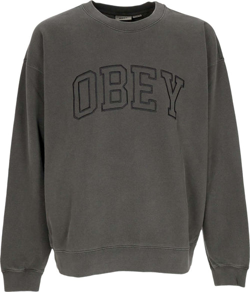 OBEY-Felpa-Leggera-Girocollo-Uomo-Pigment-Collegiate-Extra-Heavy-Crew-Fleece-Pigment-Pirate-Black-da-uomo