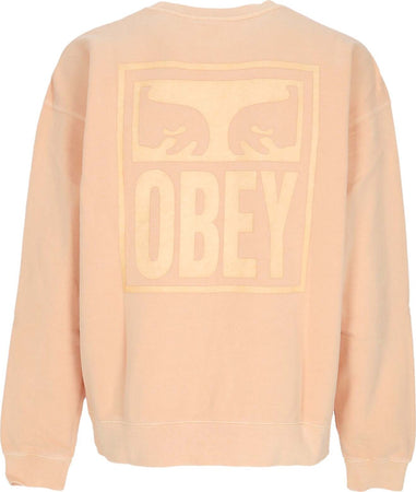 OBEY-Felpa-Leggera-Girocollo-Uomo-Pigment-Eyes-Icon-Extra-Heavy-Crew-Pigment-Peach-Parfait-da-uomo