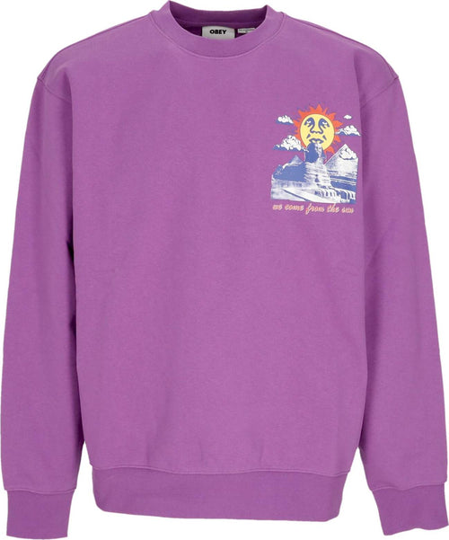 OBEY-Felpa-Leggera-Girocollo-Uomo-We-Come-From-the-Sun-Premium-French-Crew-Dewberry-da-uomo