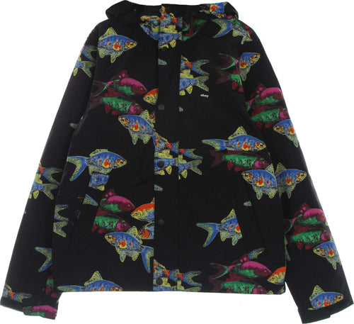 OBEY-Giacca-a-Vento-Uomo-Fishbowl-Jacket-Black-Multi-da-uomo