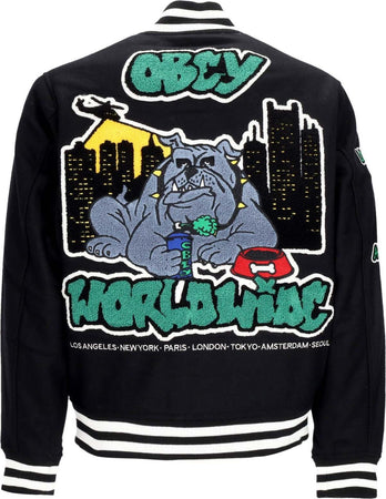 OBEY-Giubbotto-College-Uomo-Roll-Call-Varsity-Jacket-Black-da-uomo