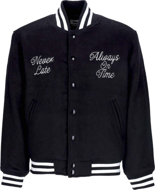 OBEY-Giubbotto-College-Uomo-Time-Varsity-Jacket-Black-da-uomo